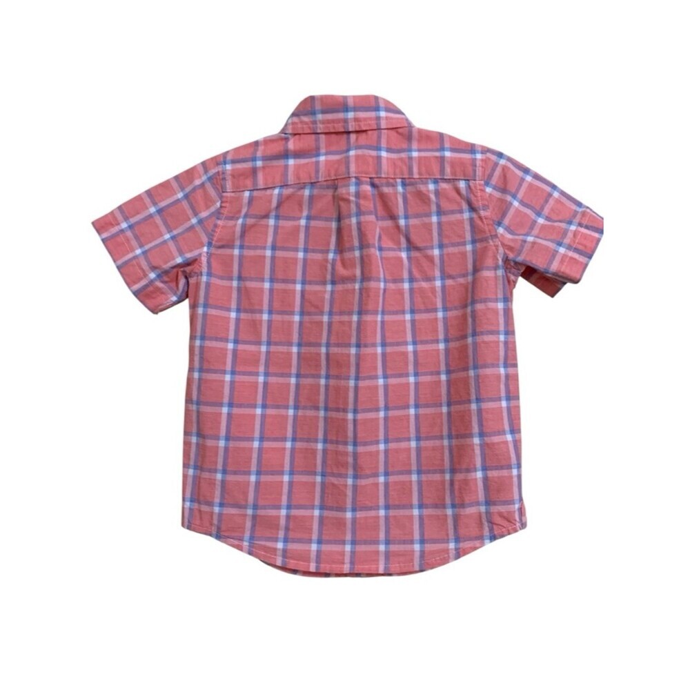 Janie and Jack Button Down Shirt Boys Plaid Short Sleeve Pink Blue Casual 3T - Picture 3 of 5